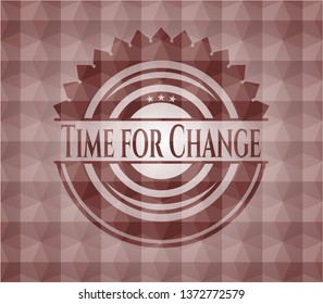 Time for Change red geometric pattern emblem. Seamless.