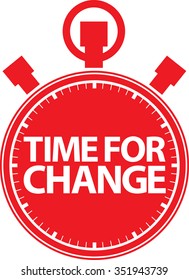 Time for change stopwatch red icon, vector illustration