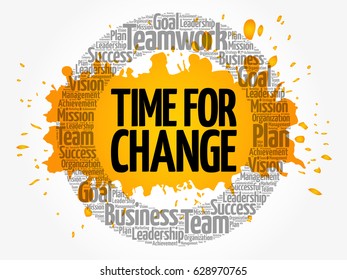 Time for change word cloud, business concept background