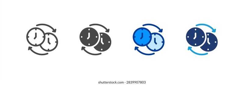 Time Changes Adaptation icon multiple style collection. Vector illustration.