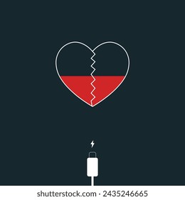 time to charge Heart vector illustration