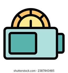 Time of charging icon outline vector. Battery energy. Load mobile color flat