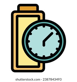 Time of charging icon outline vector. Phone power. Charge energy color flat