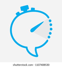time chat icon in shape of clock with minute hand controller. The arrow indicates two hours Time interval Concept communication icon Business time logotyp vector isolated on background graphic symbol.