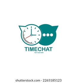 Plantilla de diseño del logotipo de chat temporal. Adecuado para negocios, símbolo de tiempo y charla