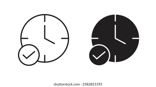 Time check filled and outlined icons vectors on white background