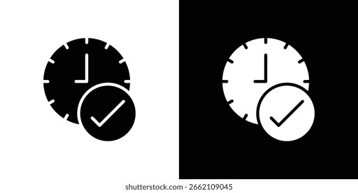 Zeitkontrollsymbol in flachschwarzem, massivem Vektorsatz