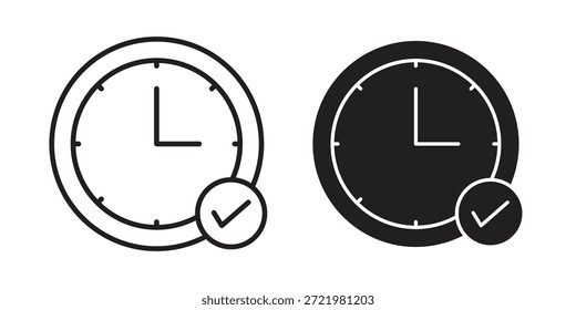 Icono de comprobación de tiempo icono plano simple. Versión Liner - Vector de stock.