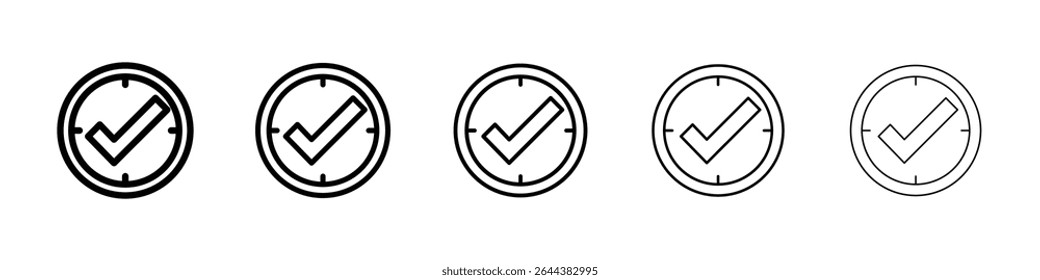 Time check icon graphic set. trendy stroke line style