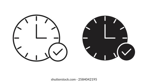 Time check icon set in thin line. vector illustrations for web
