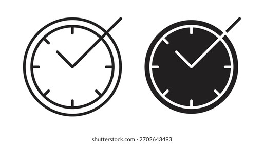 Ícone de verificação de tempo simples tendência plana design gráfico moderno logotipo abstrato