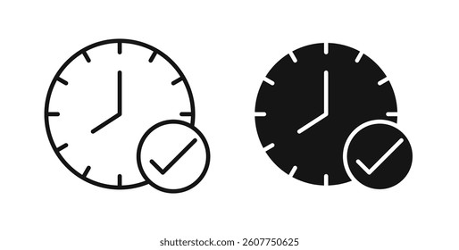 Time check icons in black fill and line style
