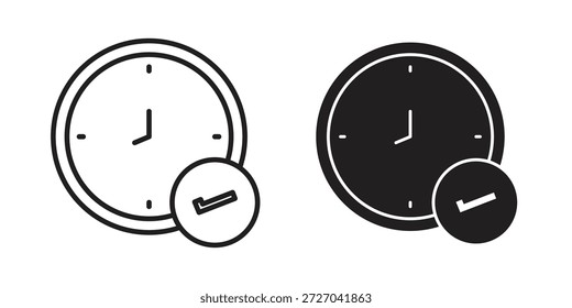 Diseño del logotipo de los iconos de la comprobación del tiempo, iconos del pictograma