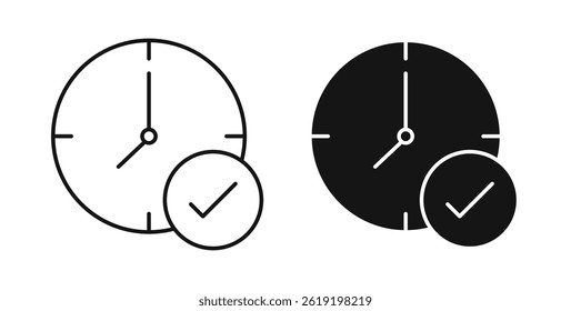Time check icons set in black colors on white background