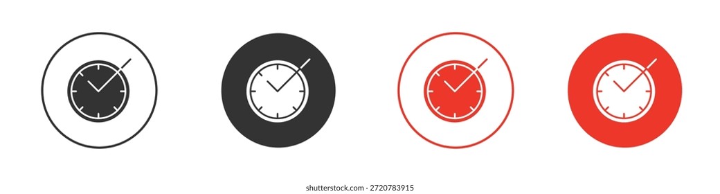 Iconos de comprobación de tiempo Ilustración vectorial de silueta plana simple
