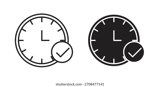 Iconos de verificación de tiempo para el uso Diseño web, logotipo. Ilustración de símbolo.