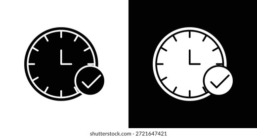 Iconos de comprobación de tiempo. Vector Plantilla Ilustración Símbolo Píxeles Perfecto