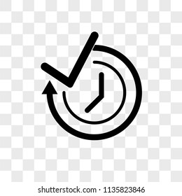 Time check vector icon on transparent background, Time check icon