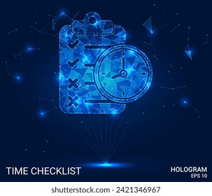 Holograma de la lista de comprobación de tiempo. Avanzar en la siguiente era de programación con este vector, mostrando una lista de verificación de tiempo holográfica. Observar la sinergia del seguimiento del tiempo y la tecnología moderna.