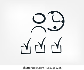 time checkpoints management plan line art doodle vector symbol sign concept 