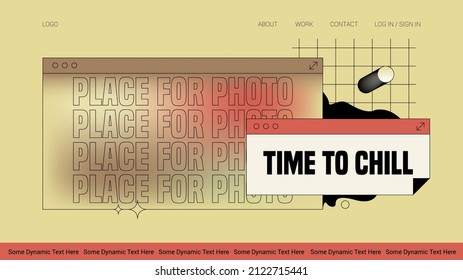 TIME TO CHILL web page template. Contemporary vector design with copy space and graphic elements. Trendy color combination.