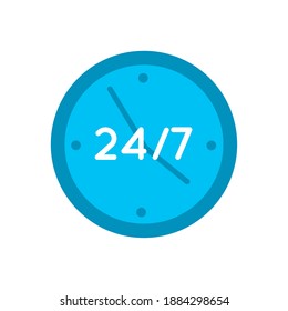 time clock with 24-7 symbol line and fill style vector illustration design