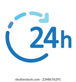 time clock 24h blue and white flat design