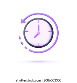 Time, clock 3d icons isolated on white background. Time period concept. Passage of time Trendy vector for web design.
