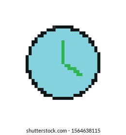 time clock 8 bits pixelated style icon vector illustration design