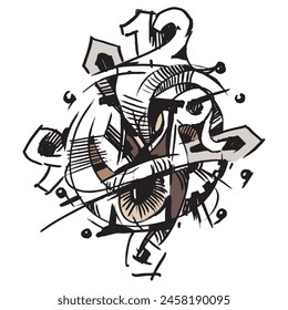 Time. Clock. Abstract composition. Elements of chaos. Time space. Sand clock