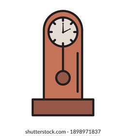 time clock analog with pendulum line and fill style icon vector illustration design