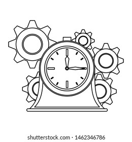 time clock antique classic style watch alarm with gears cartoon vector illustration graphic design
