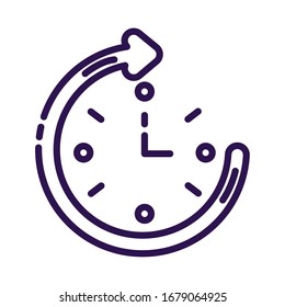 reloj de tiempo con flecha alrededor de línea icono de ilustración vectorial diseño