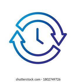 time clock with arrows reload gradient style icon vector illustration design