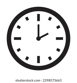 Time Clock Black Icon ,Clock silhouette black isolated on white background ,Vector Illustration.
