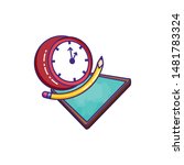 time clock with board classroom and pencil