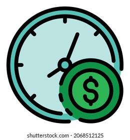 Time clock broker icon. Outline time clock broker vector icon color flat isolated