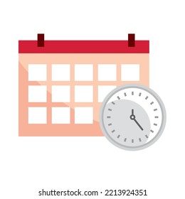 time clock and calendar icon isolated