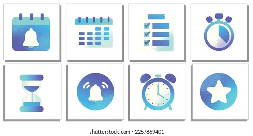 time, clock, calendar, list job, task, timer, watch, alarm, deadline, due line, due time and illustration vector design with blue and turquoise gradient color