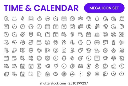 Time, clock and Calendar related line icon set. modern line icon illustration collection