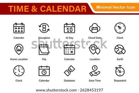 Time, clock and Calendar related line icon set. modern line icon illustration collection