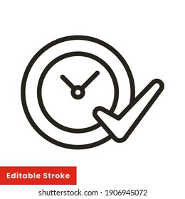 Time clock with check symbol line style icon vector illustration design. Editable stroke EPS10