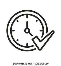 Time clock with check symbol line style icon vector illustration design. EPS10