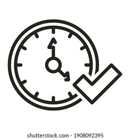 Time clock with check symbol line style icon vector illustration design. EPS10