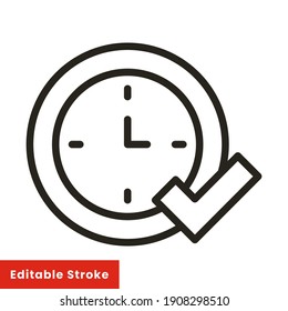 Time clock with check symbol line style icon vector illustration design. Editable stroke EPS10