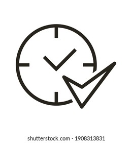 Time clock with check symbol line style icon vector illustration design. EPS10