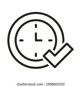 Time clock with check symbol line style icon vector illustration design. EPS10