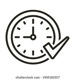 Time clock with check symbol line style icon vector illustration design. EPS10