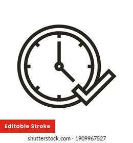 Time clock with check symbol line style icon vector illustration design. Editable stroke EPS10