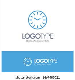 Time, Clock, Cleaning Blue outLine Logo with place for tagline. Vector Icon Template background